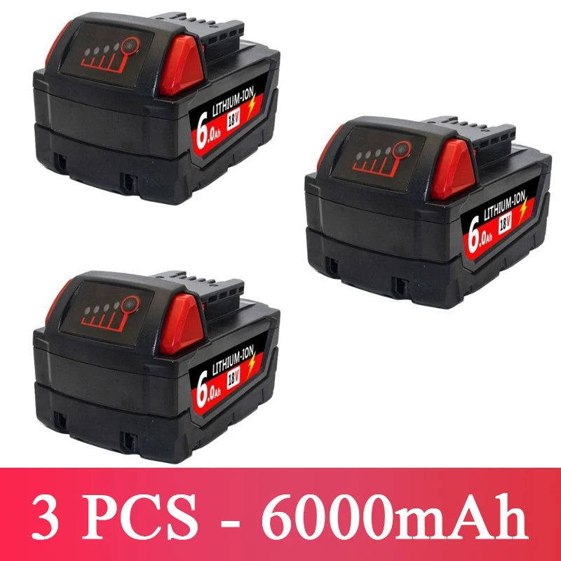 For Milwaukee M18 Power Tool Battery Charger BR XC 18V Milwaukee M18B5 48-11-1860 Built-in 18650 Battery 6.0Ah/9.0Ah/12.0Ah