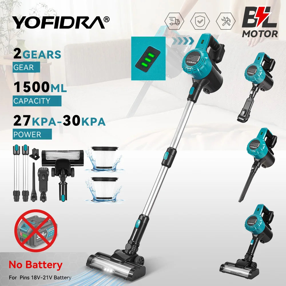 YOFIDRA 1.5L Cordless Electric Vacuum Cleaner Efficient Rech