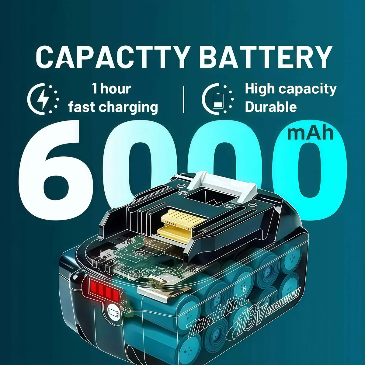 6Ah 100% Original Makita 18V Battery BL1860B Rechargeable Li