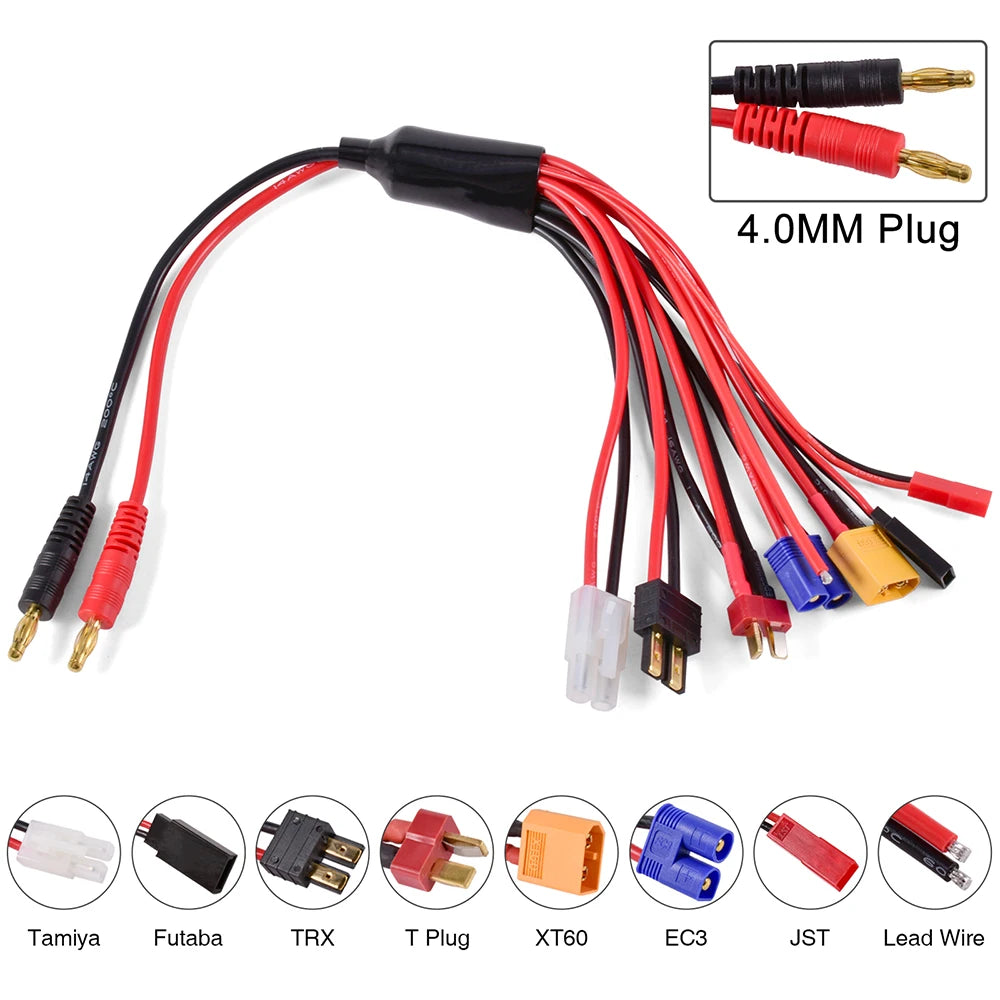 RC Charger Adapter Connector 8 In 1 Charger 4.0mm Banana XT6