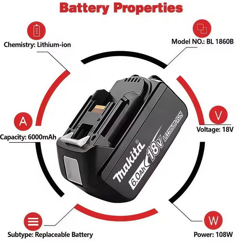 Genuine Makita 18V LXT 6.0Ah Li-ion Rechargeable Battery Rep