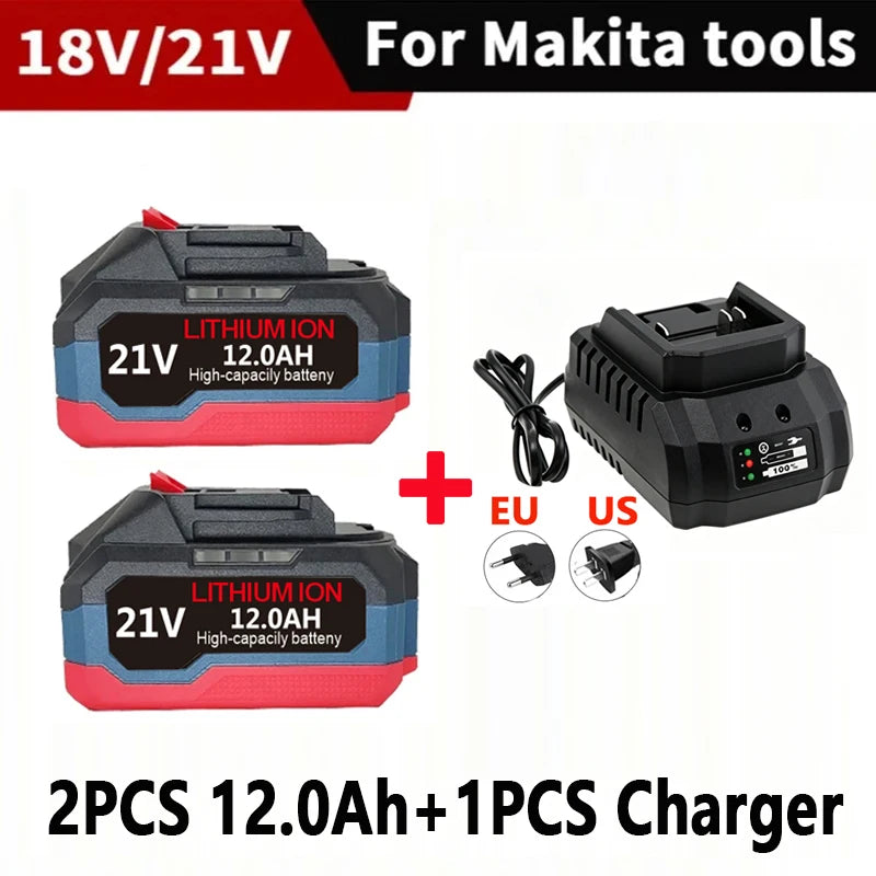 Original for Makita 21V Battery 6.0AH 12.0AH Power Tool Lithium Battery LED Indicator Batteries Pack for Makita 18V Battery Pins