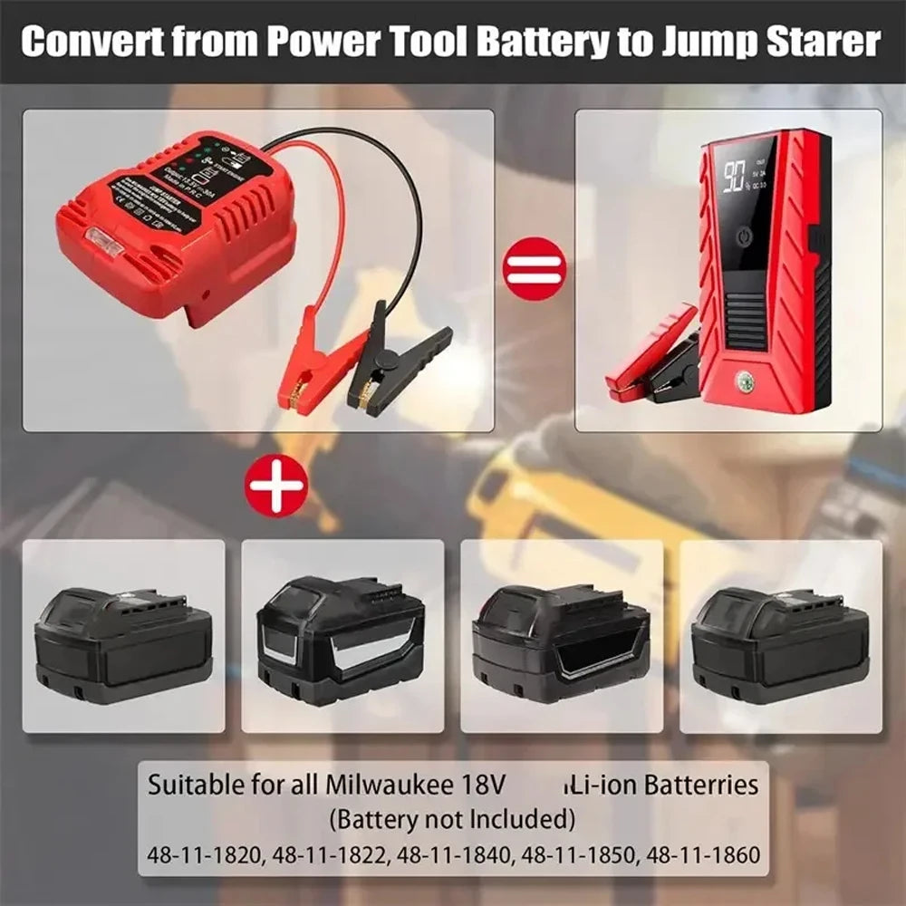 Battery Jumper Cable Adapter for Milwaukee 18V Auto Car Jump