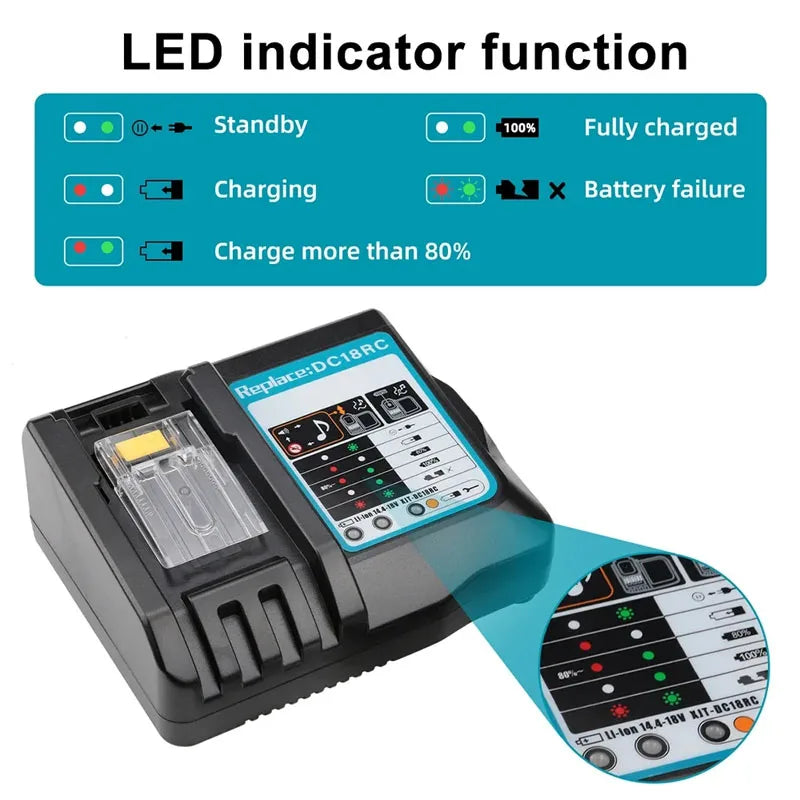 DC18RC Li-ion Battery Charger For Makita 14.4V 18V BL1830 Bl