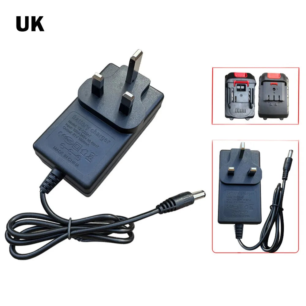 21V Lithium Battery Charger US/EU/UK/AU Plug Fast Charging Power Tool Adapter 1A Universal Battery Transformer