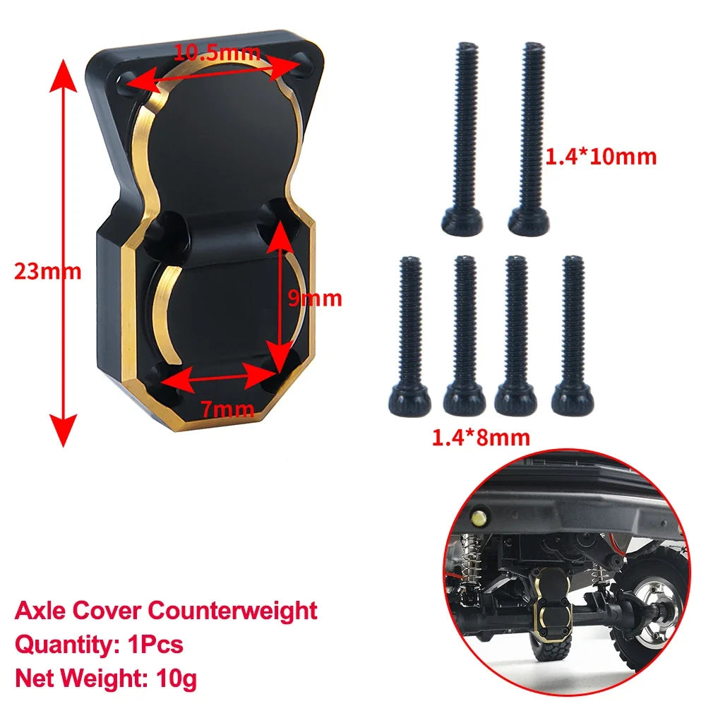 YEAHRUN Axial SCX24 Upgrade Parts Brass Counterweight Wheel Hex Adapter Axle Diff Cover Steering Knuckle Girder Motor Gears