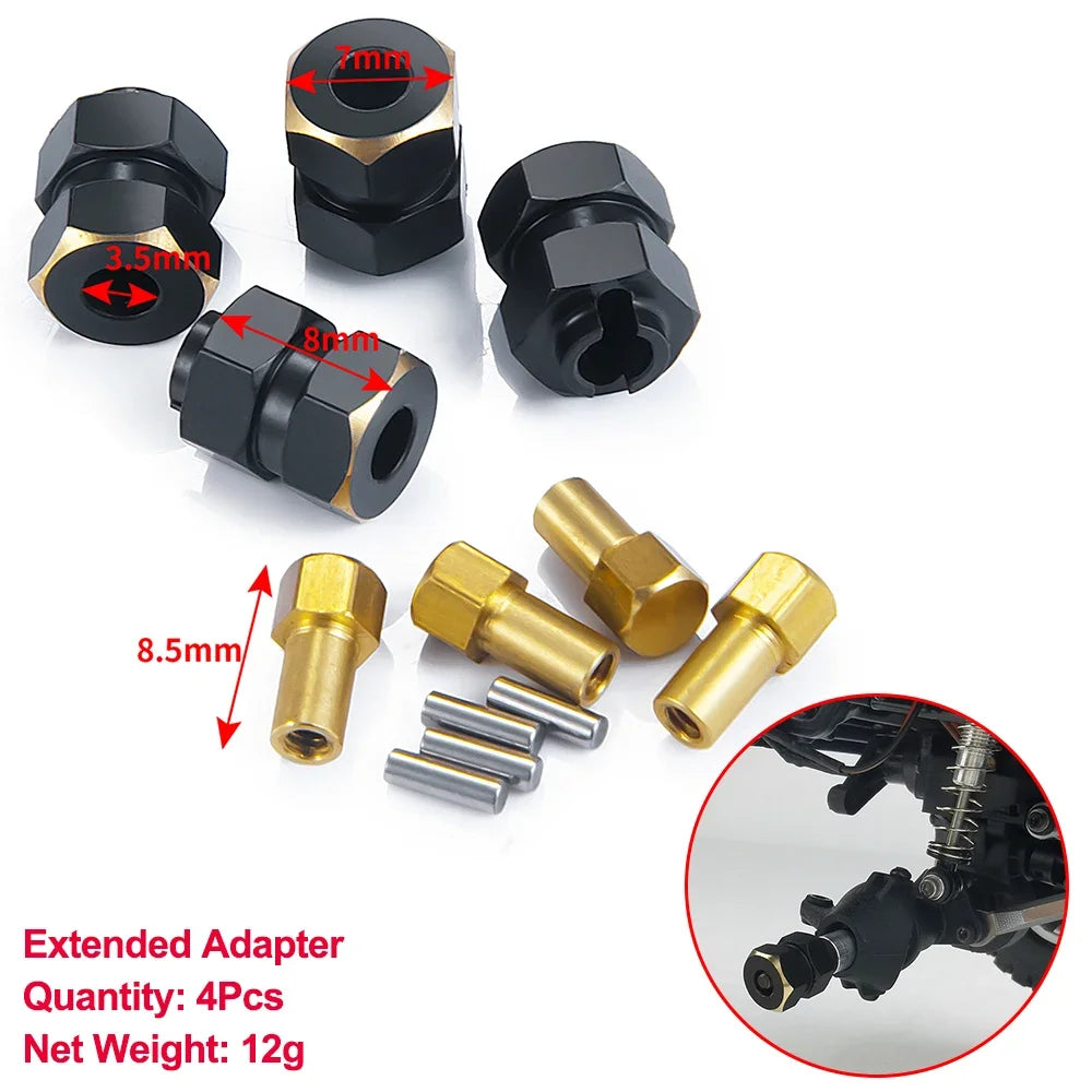 YEAHRUN Axial SCX24 Upgrade Parts Brass Counterweight Wheel Hex Adapter Axle Diff Cover Steering Knuckle Girder Motor Gears