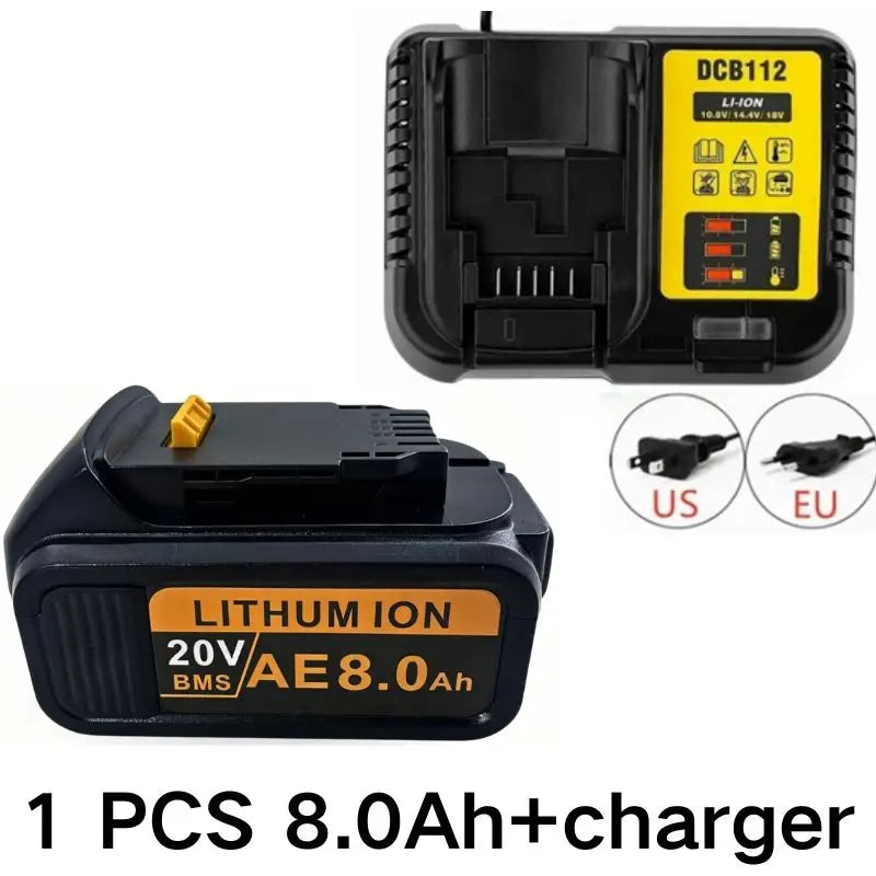 20V For DeWalt 12Ah/9Ah/8Ah/6Ah/3Ah Li-lon Battery Replacement DCB DCD DCF DCG series Power Tools+charger+electric drill