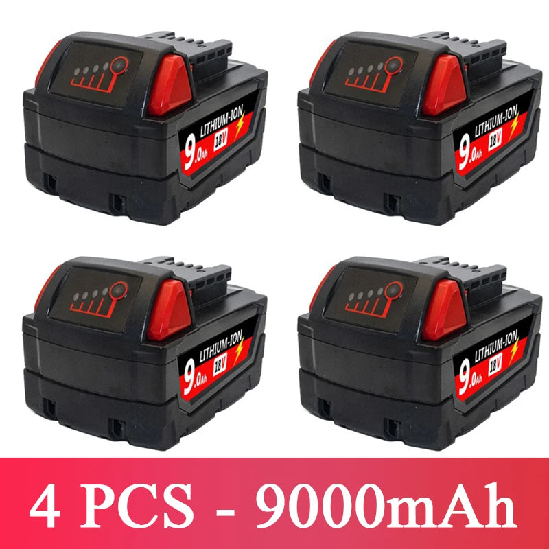 For Milwaukee M18 Power Tool Battery Charger BR XC 18V Milwaukee M18B5 48-11-1860 Built-in 18650 Battery 6.0Ah/9.0Ah/12.0Ah