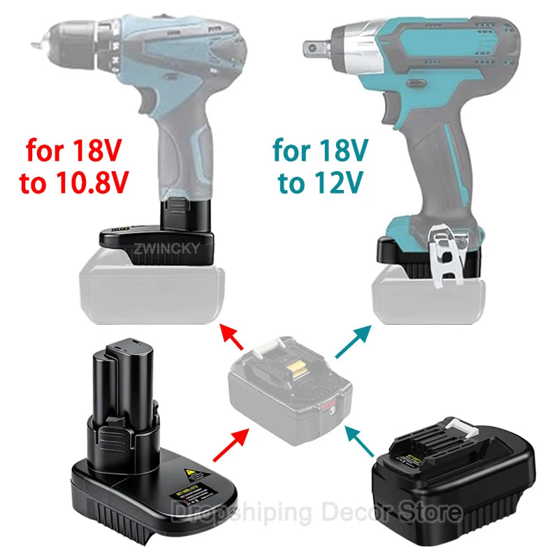 for Makita 18V Lithium Battery Convert to 10.8V/12V Cordless