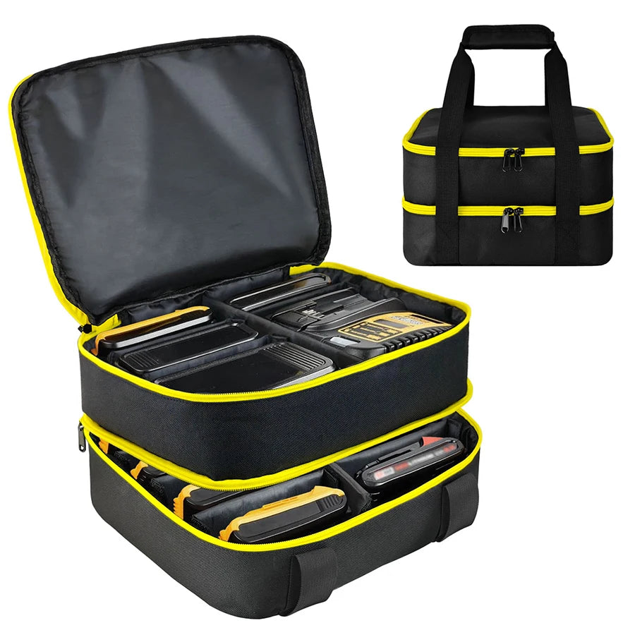 Portable Double Layer Battery Storage Bag Fit DEWALT 20V Lit