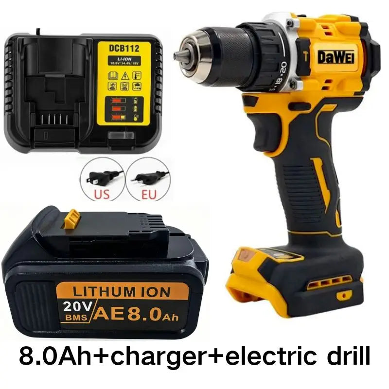 20V For DeWalt 12Ah/9Ah/8Ah/6Ah/3Ah Li-lon Battery Replacement DCB DCD DCF DCG series Power Tools+charger+electric drill