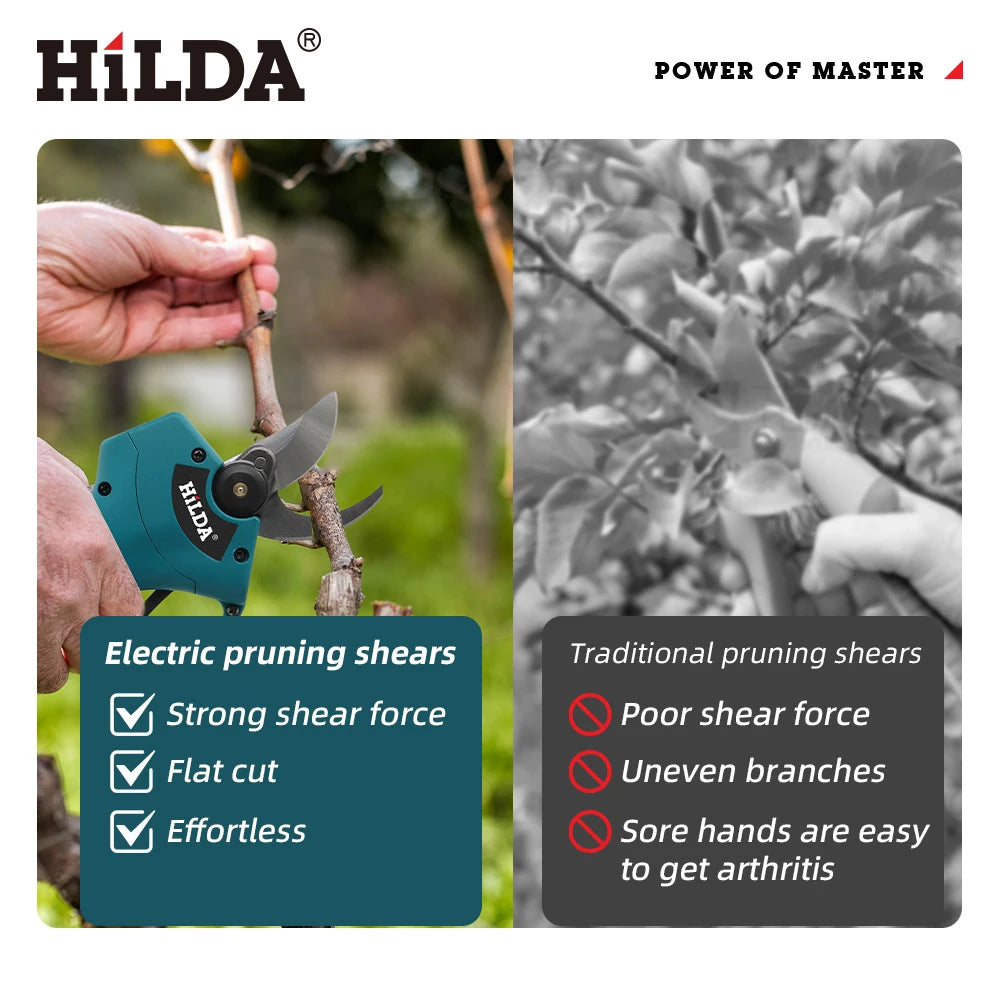 HILDA Brushless Electric Pruning Shears Cordless Fruit Tree 