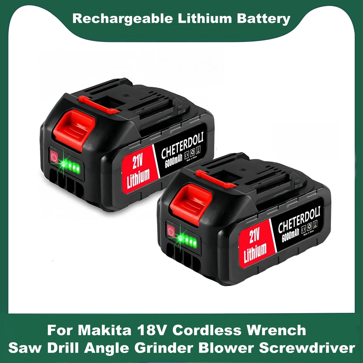 Aleiavy 21V Battery 9.0Ah For Makita 18V Power Tools Replace