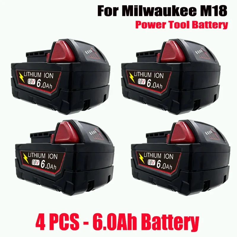 New Style For Milwaukee M18 Power Tool Battery Charger 18V 6000mAh M18B5 48-11-1860 18650 Battery 6.0Ah 9.0Ah 12.0Ah