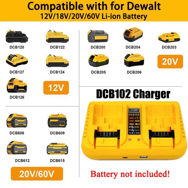 DCB102 Power Tool Lithium Battery 3A Double Charger For DeWa