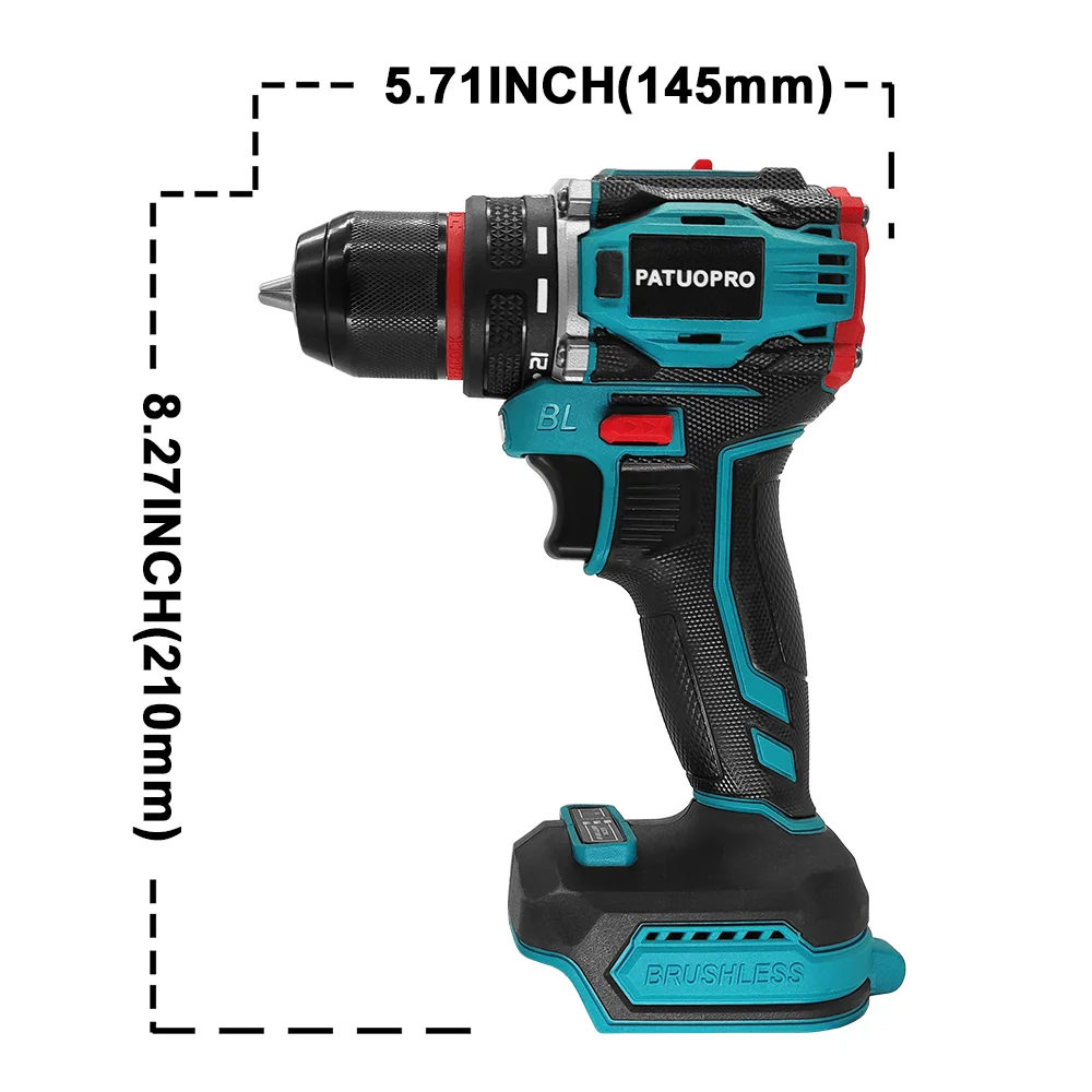 10mm Brushless 2-Speed Electric Drill Cordless Drill Screwdr