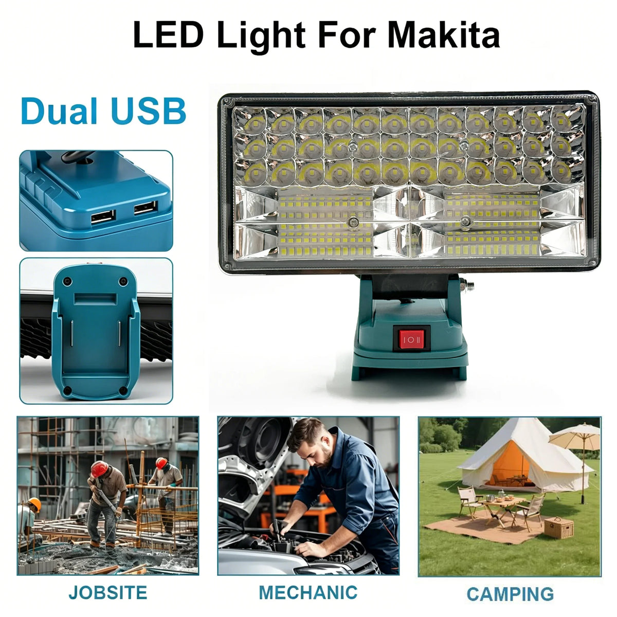 LED Work Lights for Makita 18V Lithium Battery Handheld Lamp