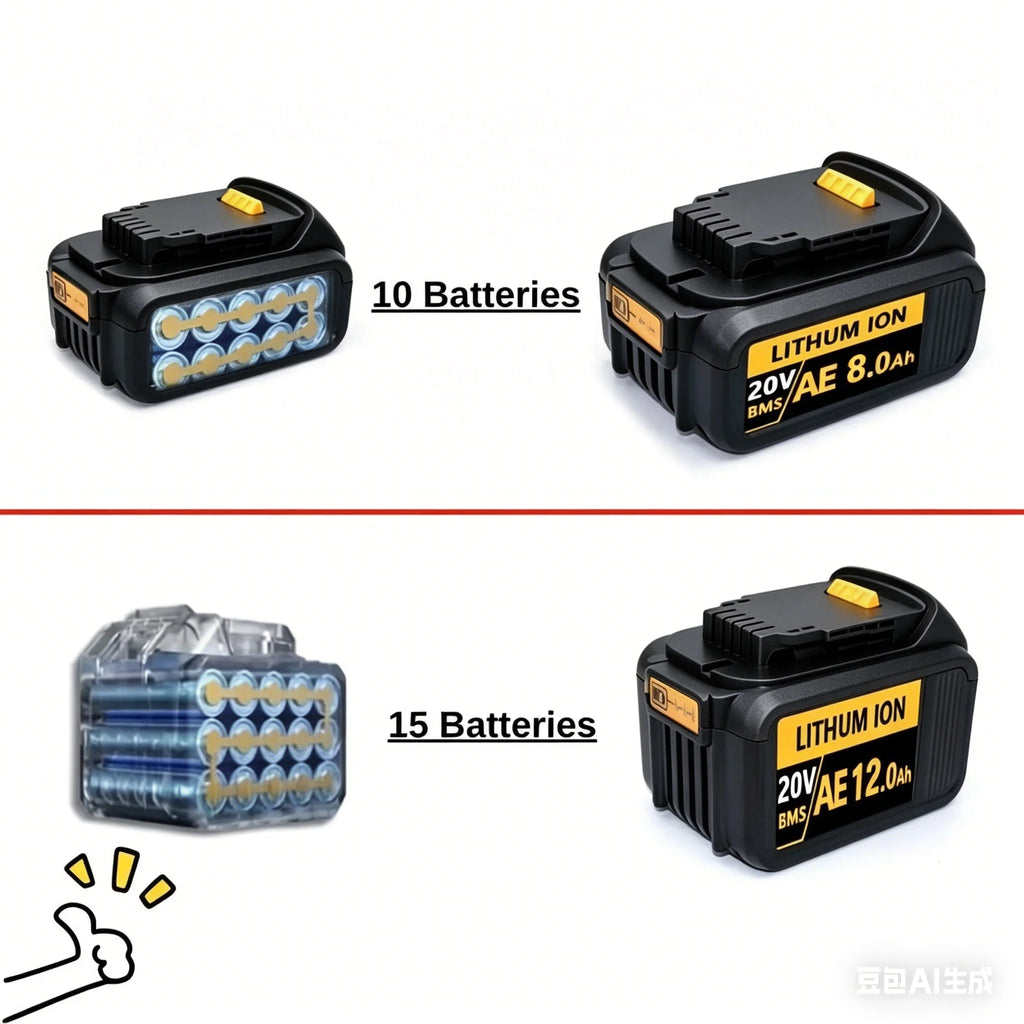 20V For DeWalt 12Ah/9Ah/8Ah/6Ah/3Ah Li-lon Battery Replaceme
