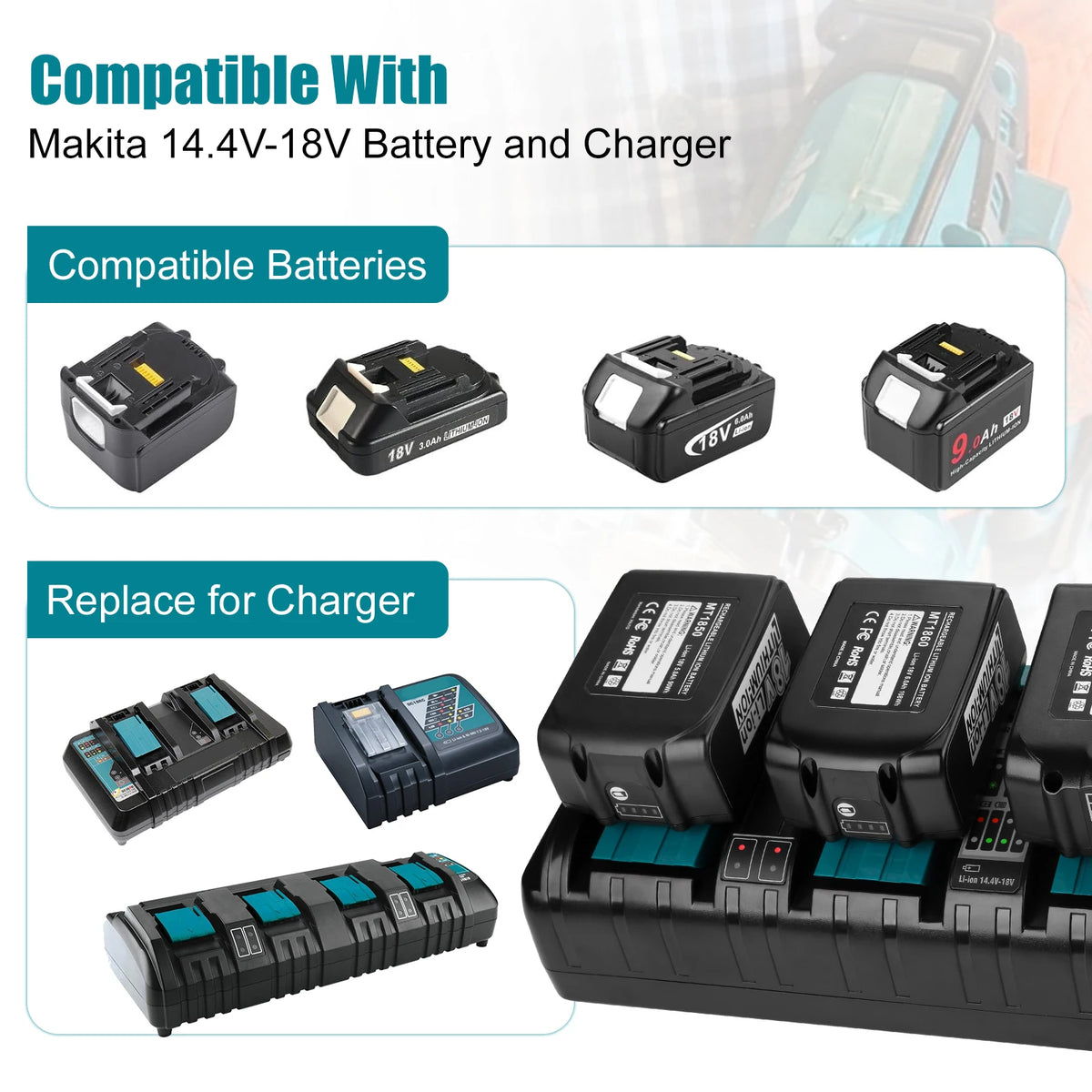 DC18SF For Makita 18V 14.4V 4 Port Li-ion Battery Charger Fo