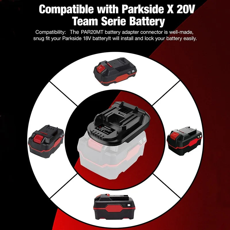 ALASICKA PAR20MT Battery Adapter for Parkside 20V Lithium Io