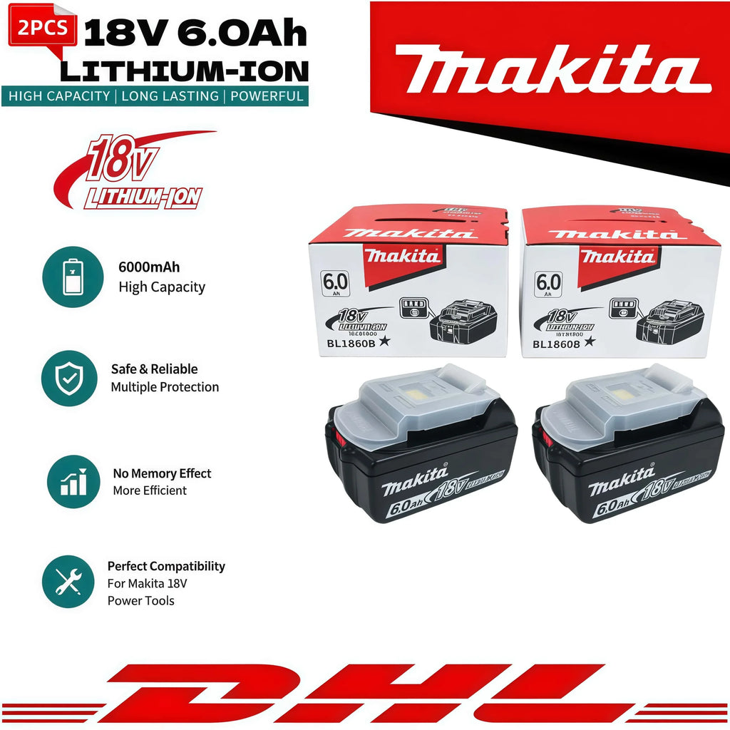 Genuine 6AH Makita BL1860B 6Ah Battery Power Tools Li-ion Replacement LXT BL1850 BL1840 for 18V Screwdriver with BMS 18V Battery