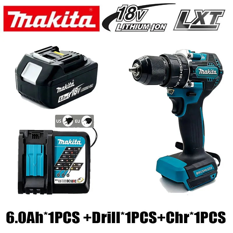 Genuine Makita 18V 6Ah 5Ah Rechargeable Battery for Makita Power Tools Li-ion Replacement 18v Battery+charger+Electric Drill