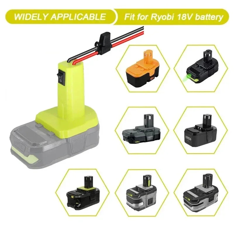 Power Wheels Adapter for Ryobi 18V Battery with Fuse Switch 