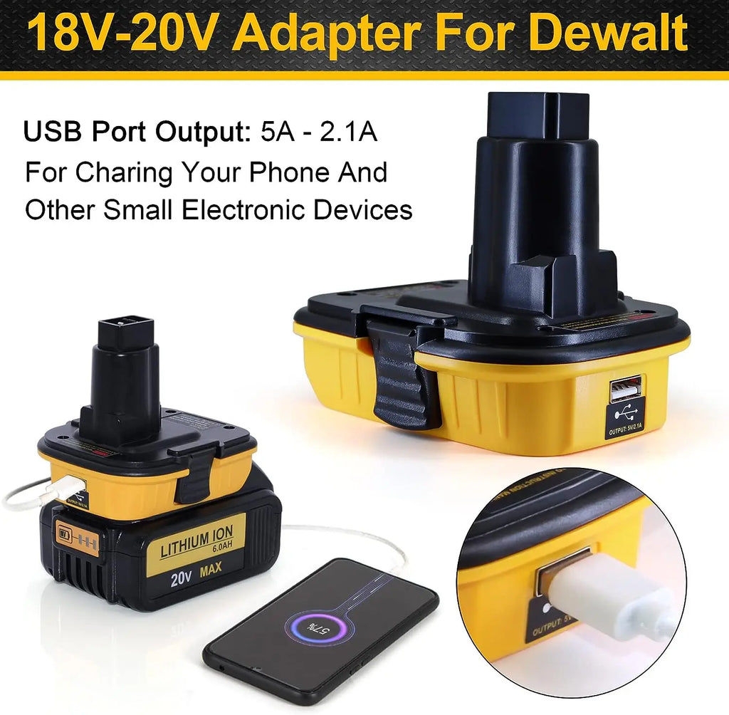 DCA1820 USB Adapter for Dewalt 18V Tools Convert Dewalt 20V 