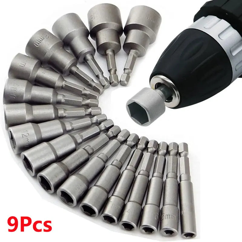 9pcs/set 5mm-13mm Hex Sockets Sleeve Nozzles Nut Driver Set 