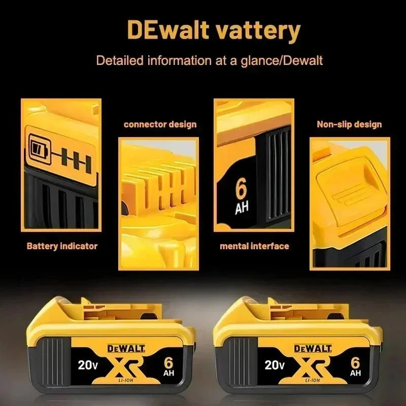 100% Original DeWALT 20V 6000mAh Power Tool Battery DCB206 D