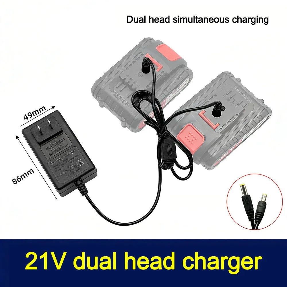 Portable 18/21V/24V Lithium Dual-head Charger Overload Protection Universal Battery Charger Plug-in Charger