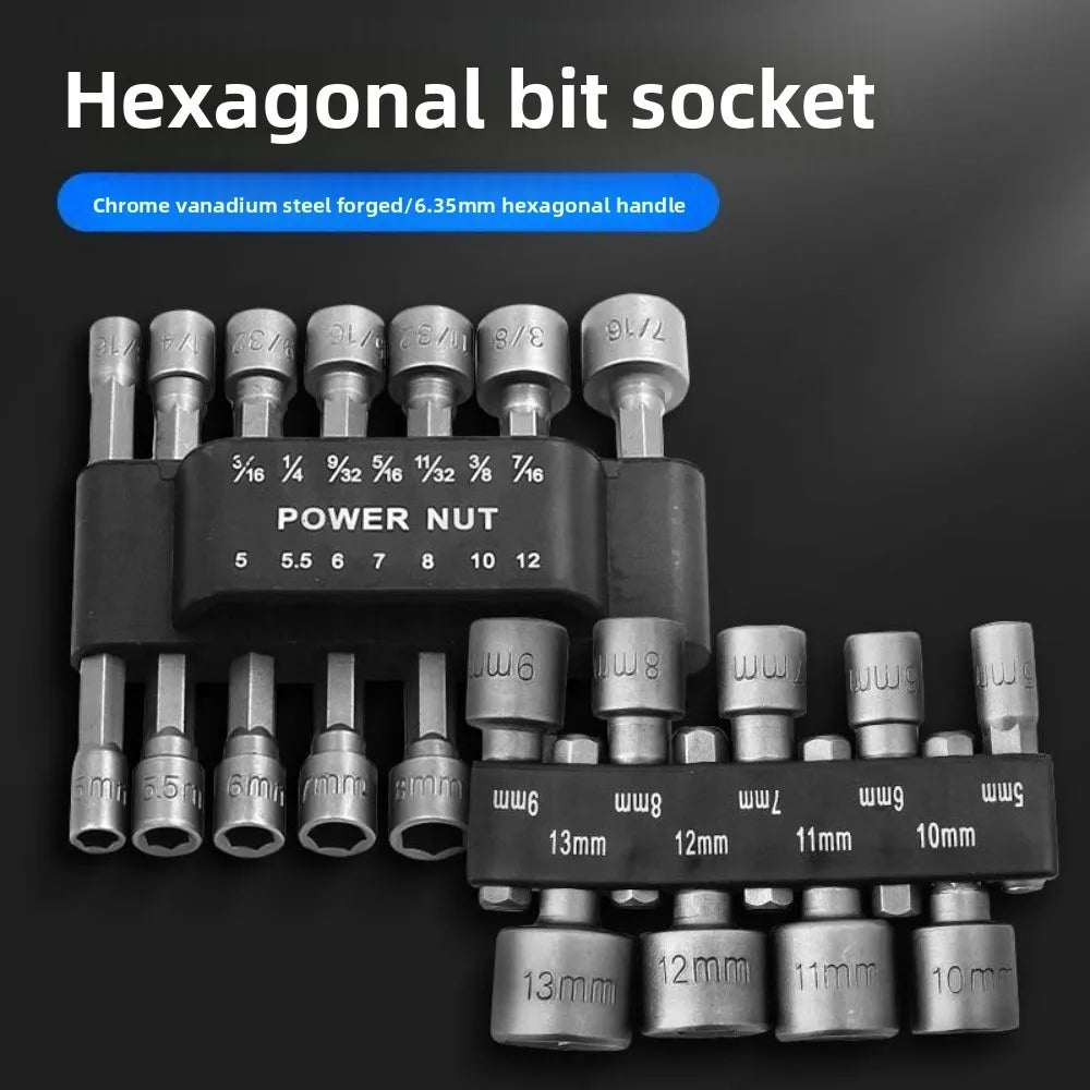 Powerful Socket Wrench Drill Bit Nut Driver Set 1/4 Shank He