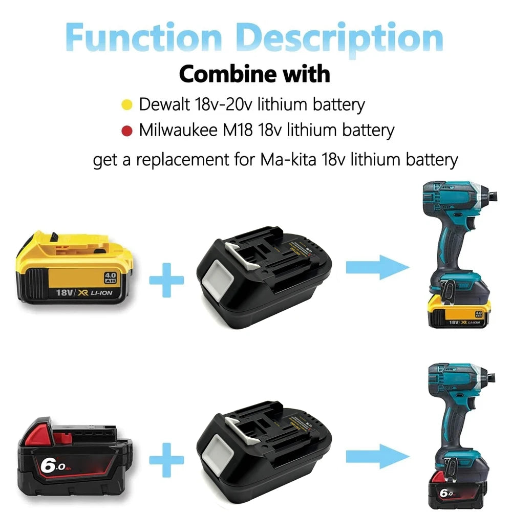 NEW DM18M Battery Convertor Adapter for Milwaukee 18V for De
