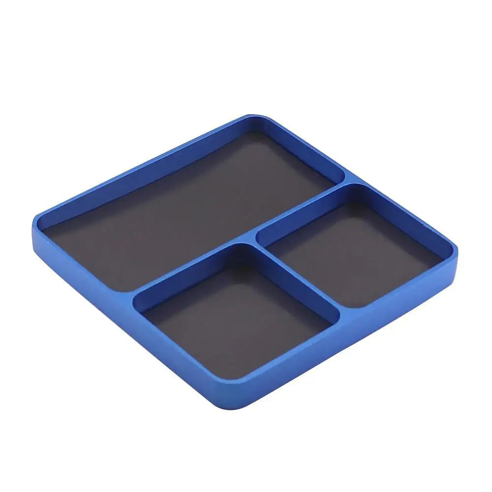Magnetic 3-grid Parts Storage And Maintenance Tool Tray 98x98x11mm Aluminum Spiral Tray Suitable For Rc Car Drone Models