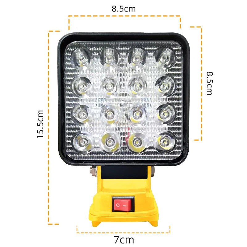 Power Tool Accessories 8 Inch Work Light for Dewalt 18V 20V Battery LED Spotlight USB Outdoor Fishing Jobsite Emergency Lighting