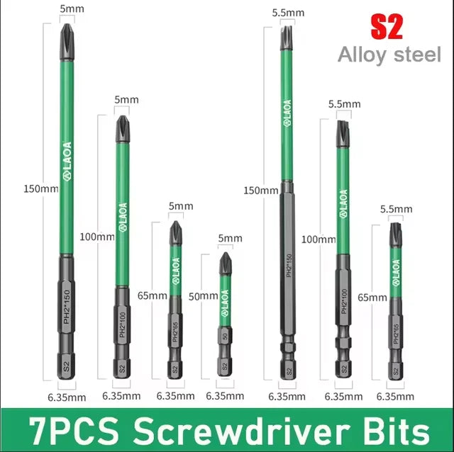 LAOA Strong Magnetic Phillips Screwdriver S2 Screwdriver Bit for Electricians PH2