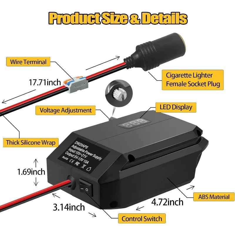 DC 18V to 12V Step Down Converter for Dewalt/Makita/Milwauke