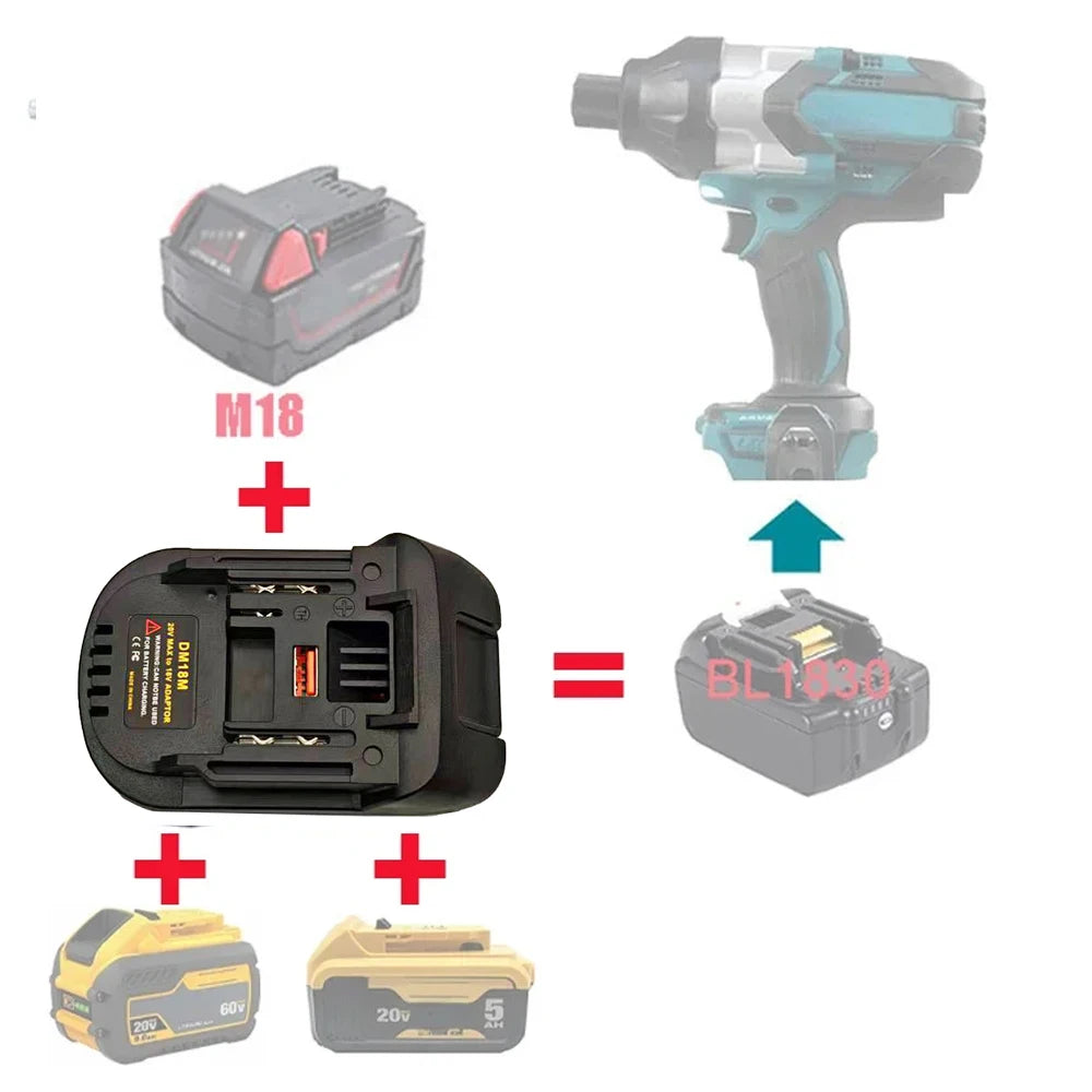 For Dewalt 20V Li-ion Battery DM18M Converter Adapter For Mi