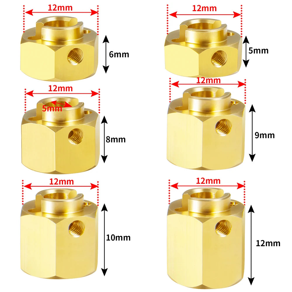 YEAHRUN 4PCS 12mm Hex Wheel Hub Drive Adapter 5/6/8/9/10/12m