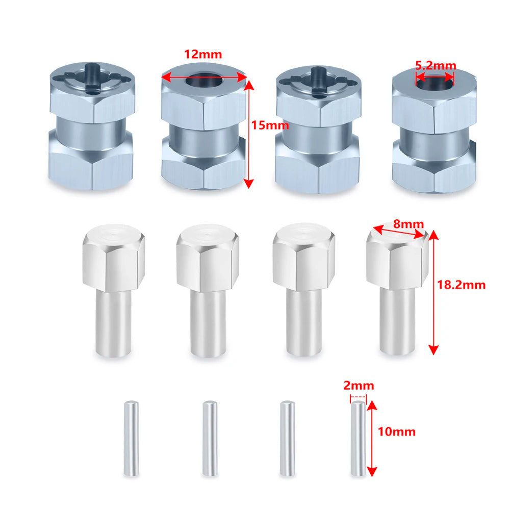 AXSPEED 4PCS 12mm Wheel Hex Adapter Extended Hub Drive Adapter 15/20/25/30mm for 1/10 Axial SCX10 Wraith TRX4 Parts