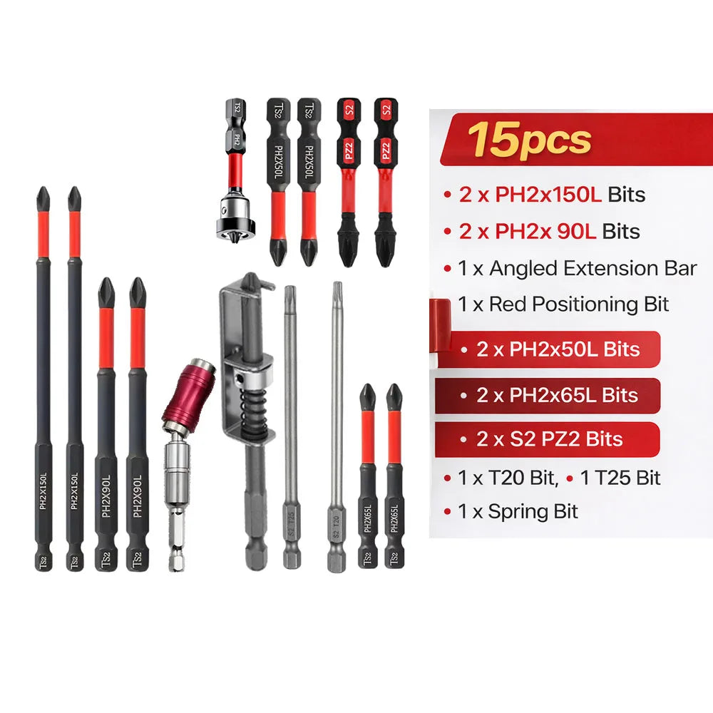 Magnetic Non-Slip Drill Bit Set 3/6/12 Pieces S2 Steel Crosshead and Impact Drill Bits Suitable for Electric and Hand Drivers