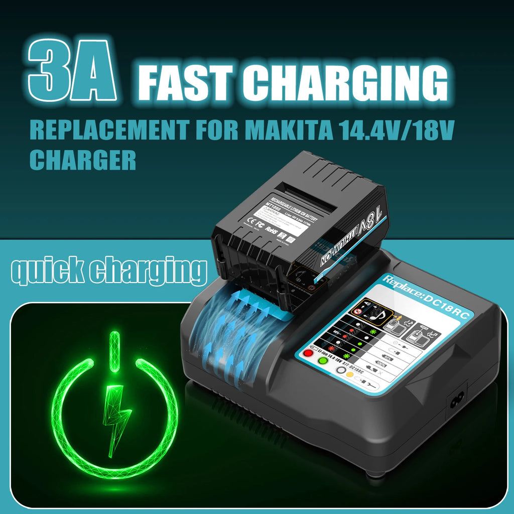 DC18RC Li-ion Battery Charger for Makita 18V BL1830 BL1815 1