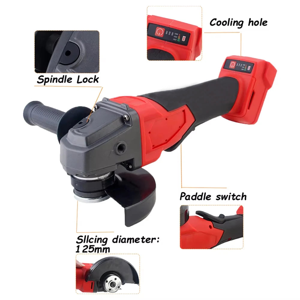 125mm Electric Angle Grinder 3 Gear Brushless Cordless Cutti