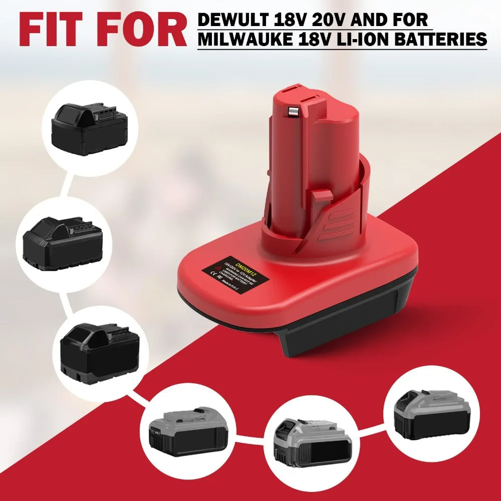 DM20M12 Adapter for Milwaukee M18 18V for DeWalt 20V Lithium