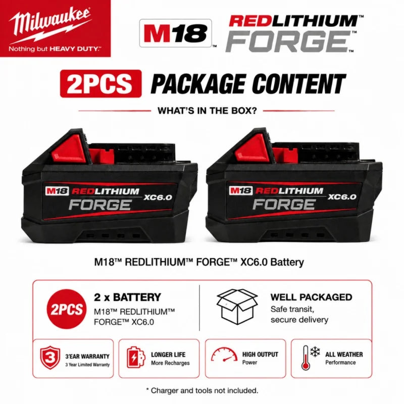 100% New Milwaukee M18 6.0Ah High Output Battery 18V Lithium-ion Rechargeable for Milwaukee M18 Cordless Power Tools 6Ah Battery