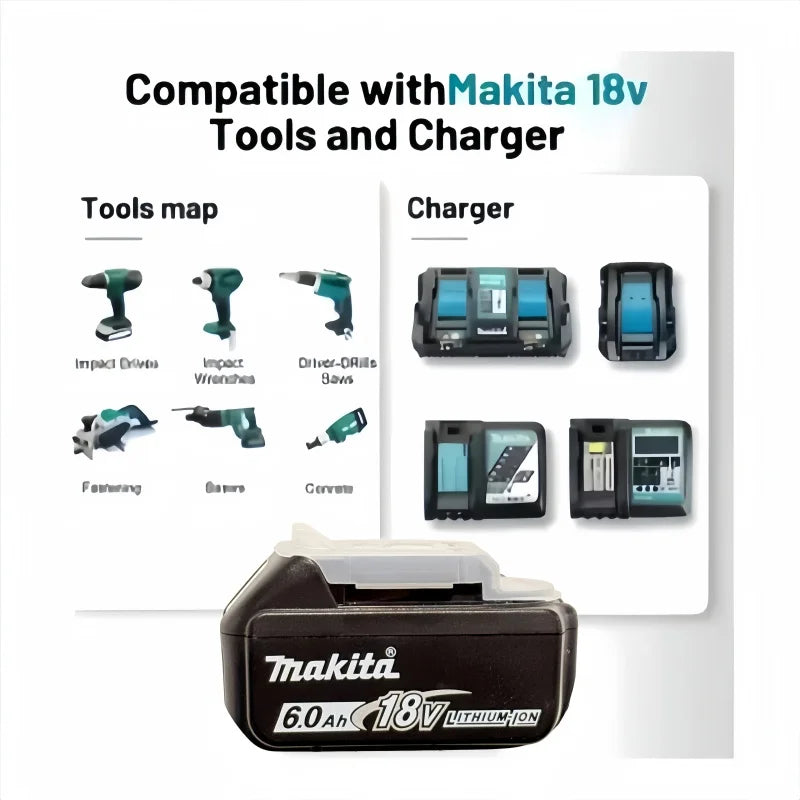 6Ah 100% Original Makita 18V Battery BL1860B Rechargeable Li