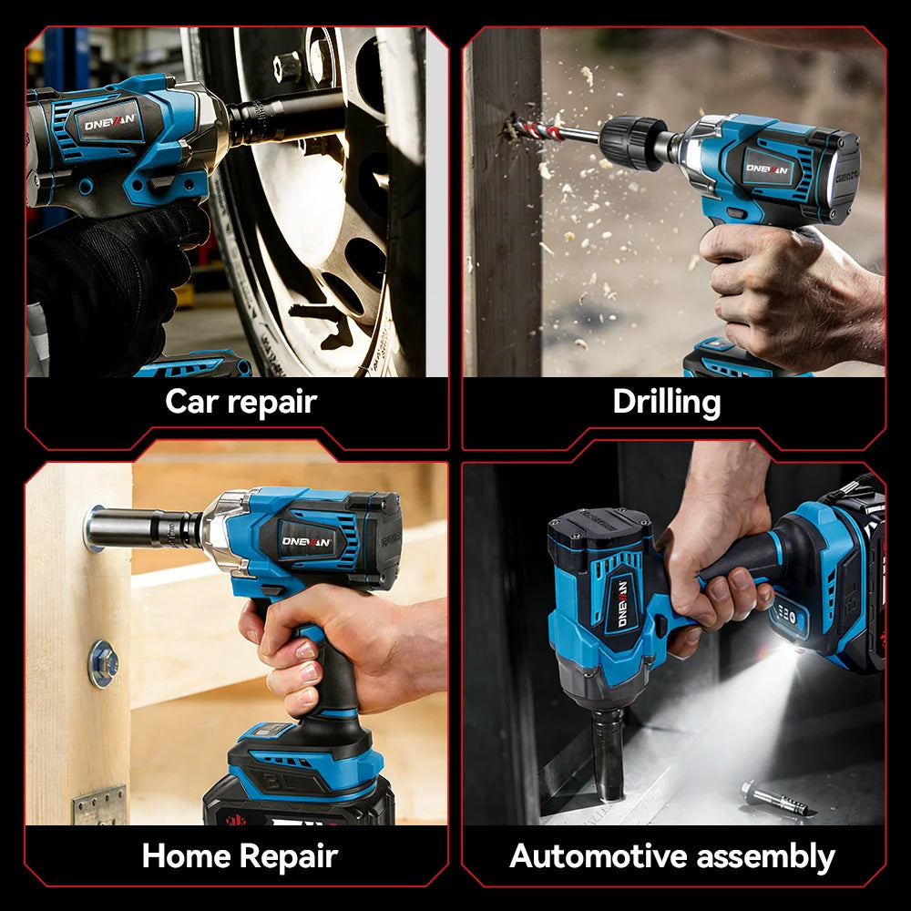 ONEVAN 1200N.M Brushless Electric Impact Wrench Cordless Scr