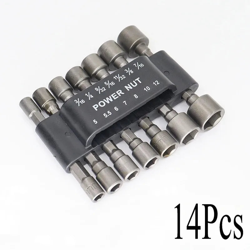 Powerful Socket Wrench Drill Bit Nut Driver Set 1/4 Shank Hexagonal Handle Screwdriver Socket Adapter Kit 5-13mm Hand Tools