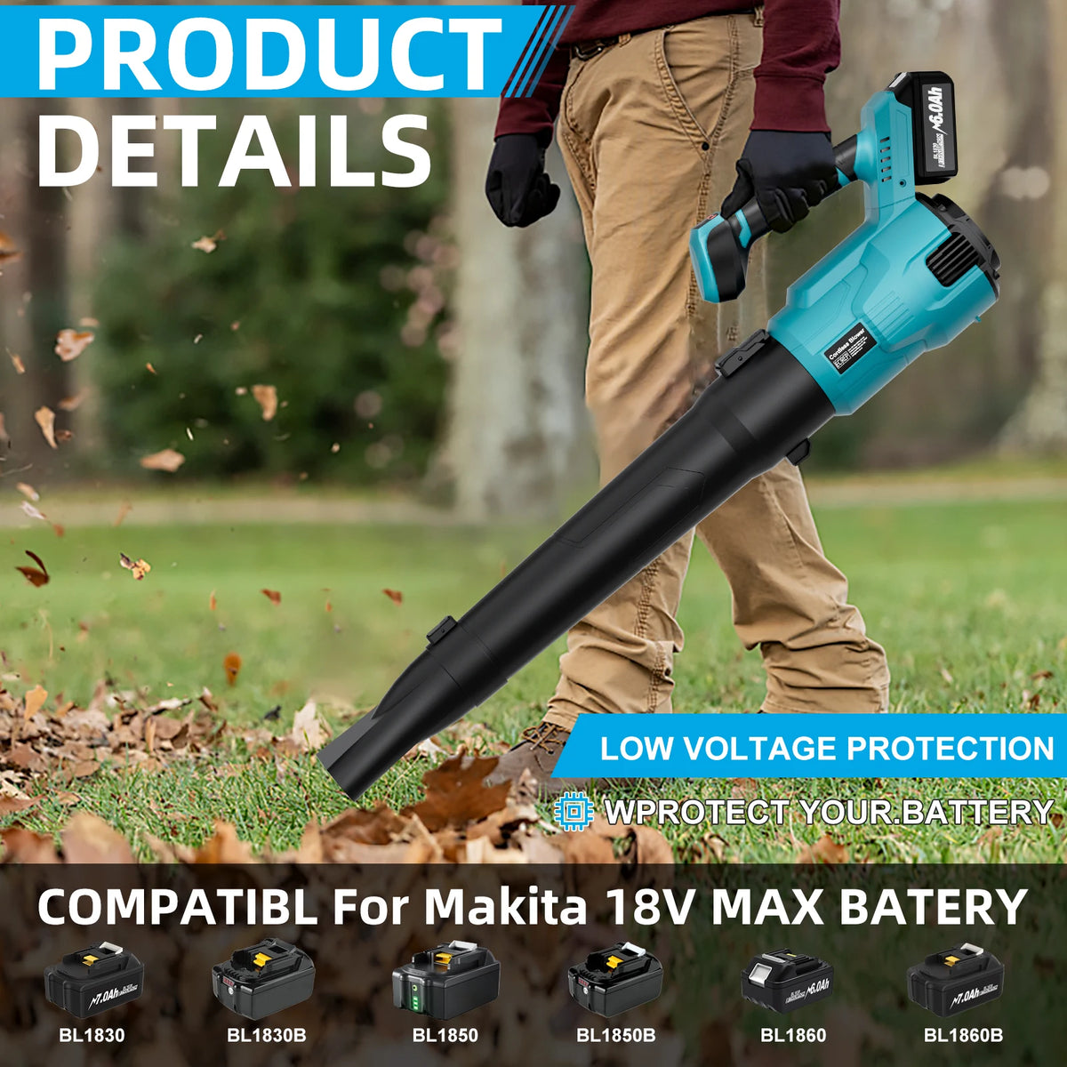 Cordless Leaf Blower For Makita 18V Battery 3-Speed Cannon B
